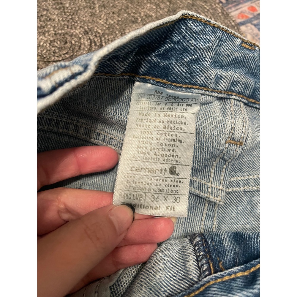 Carhartt Traditional Fit Jeans Light Wash Denim B480 LVB 36x30 Mens Straight Leg - Picture 2 of 7